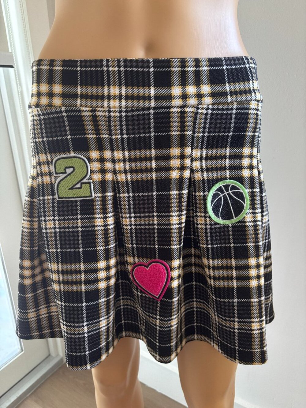 Y2K Derek Heart Schoolgirl Pleated Skirt Size M